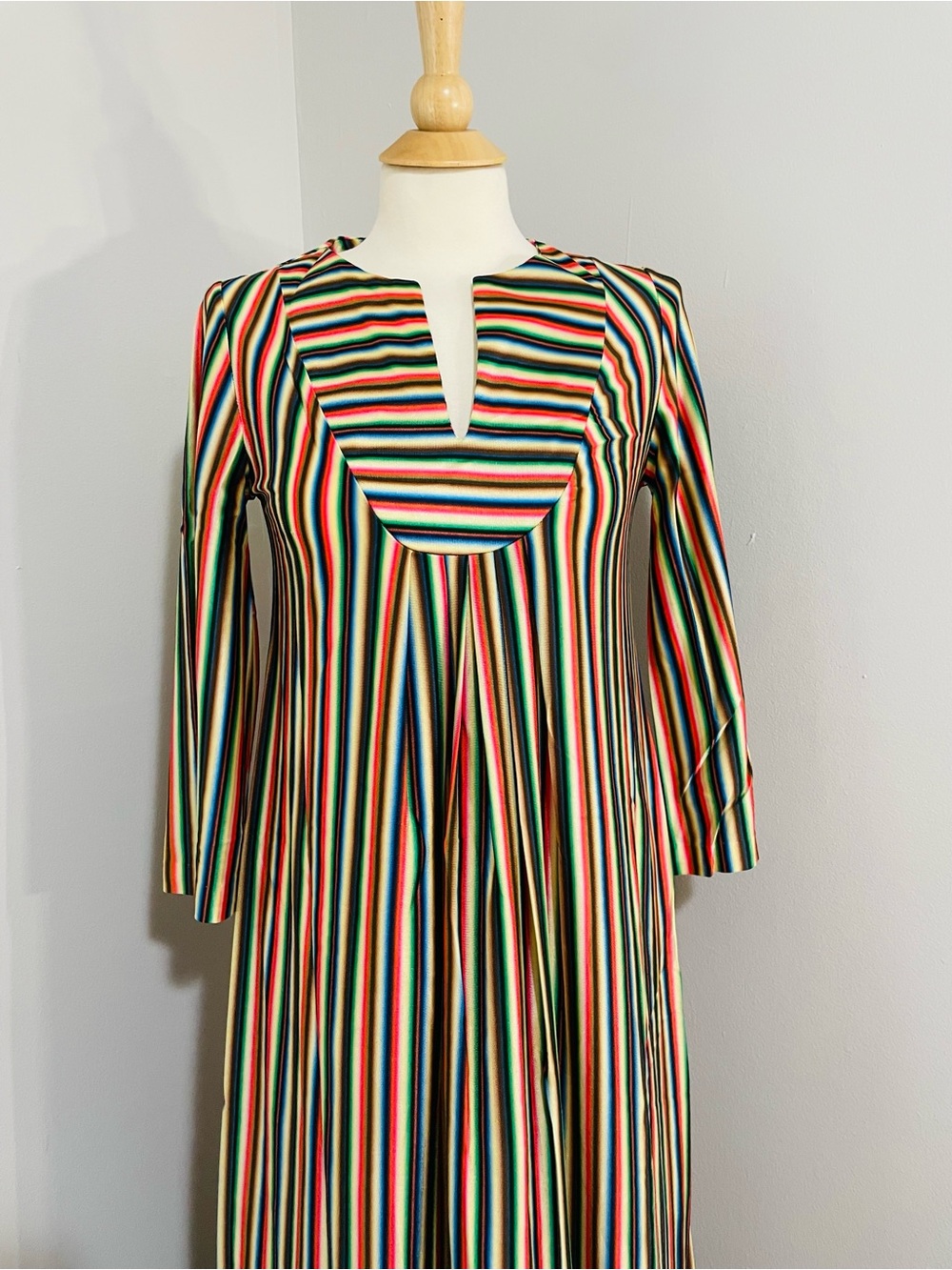 Vintage Multicolor Striped Nightgown Robe